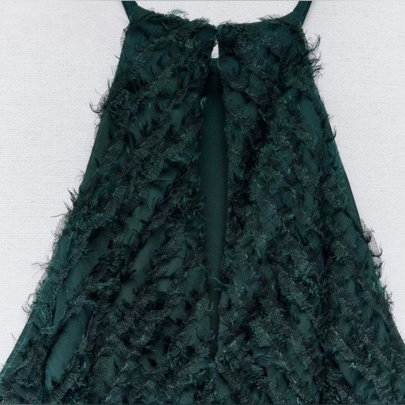 Zara HALTER DRESS WITH FRINGE. Bottle Green. Size S. New with Tags. - Picture 10 of 12